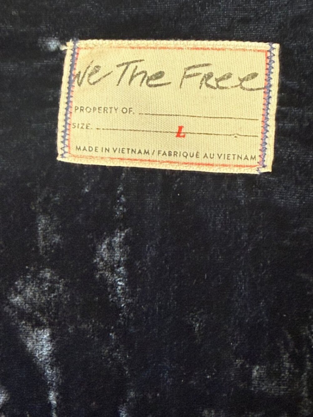 We The Free Free People Crushed Velvet Oversized Popover Shirt Top Navy Size L - Picture 13 of 17
